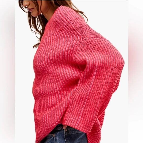 Free People Charlotte Tunic Oversized Sweater Blossom Glow Combo Size XS - Picture 8 of 9